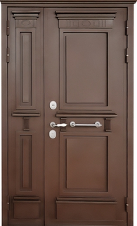 Металлобагетная входная полуторная дверь с терморазрывом (коричневое порошковое покрытие) Металлобагетная входная полуторная дверь с терморазрывом (коричневое порошковое покрытие)