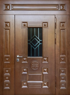 Парадная остекленная термодверь с глухими вставками (МДФ панели)